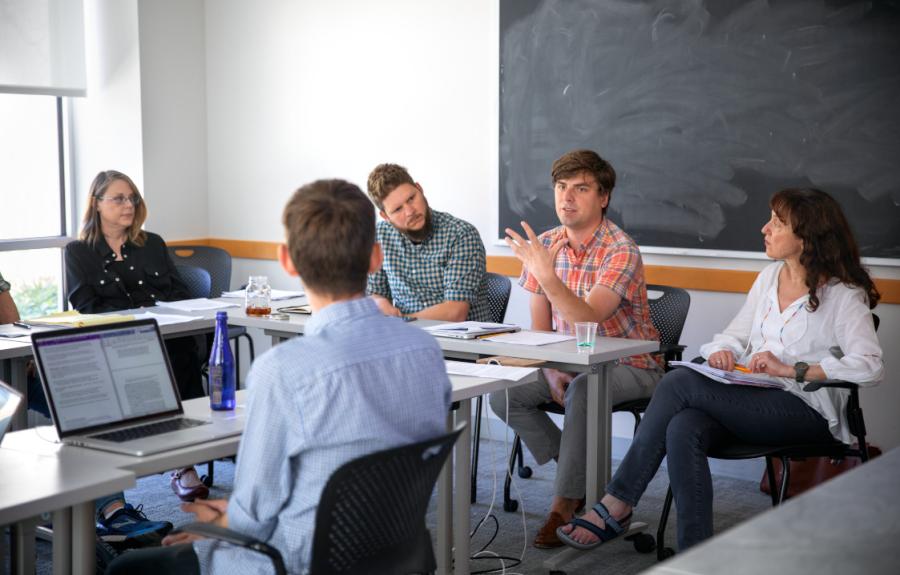 Academics participating in a six-week faculty summer seminar in the humanities and social sciences on the Cornell campus. The “Literature-Media-Form” seminar examines topics in the interdisciplinary field of German studies from historical and theoretical perspectives.