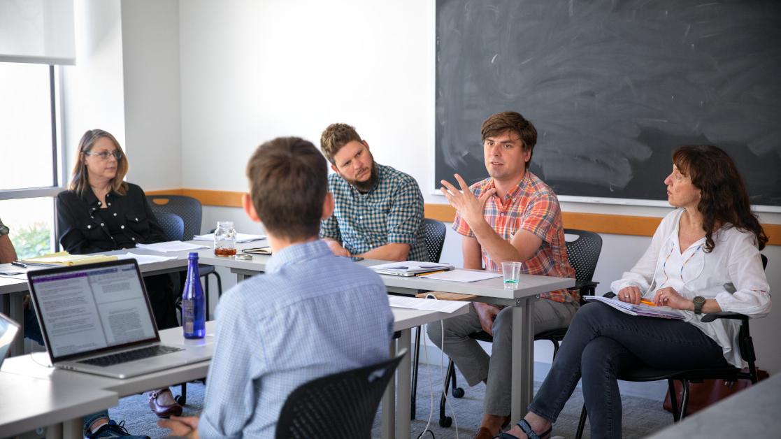 Academics participating in a six-week faculty summer seminar in the humanities and social sciences on the Cornell campus. The “Literature-Media-Form” seminar examines topics in the interdisciplinary field of German studies from historical and theoretical perspectives.